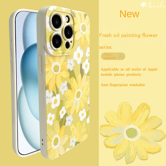 Oil painting style Apple all-round protection mobile case for phone
